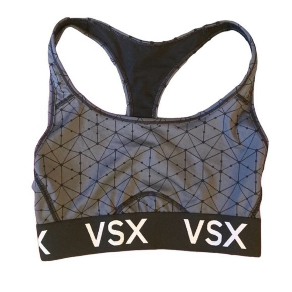 Victoria’s Secret VSX Sport Bra XS Black Geometric Racerback Medium Support